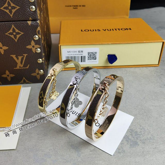 Louis Vuitton新款飾品 路易威登老花皮繩手鏈 LV鏈條手鐲  zglv2082